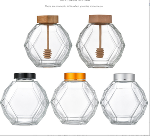 Penjualan Laris Online Wadah Madu Sarang Lebah Kaca Buatan Tangan Bentuk Toples Penyimpanan Madu Pot Dispenser untuk Madu dengan Gayung dan Tutup - Product Image 1