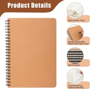 Miikoul 60-gói A5 xoắn ốc lót máy tính xách tay 8.3x5.5 Kraft Giấy Bìa 60 sheets/120 trang Cai Trị bìa cứng Tạp Chí cho A3 - Product Image 4