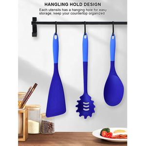 Utensilios de Cocina de Silicona, Juego de Cuchillos de Cocina de 13 Piezas, Utensilios de Cocina Antiadherentes Resistentes al Calor con Cubo de Almacenamiento Giratorio - Product Image 5