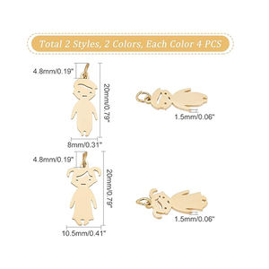 Liontin baja tahan karat anak laki-laki/perempuan dengan pesona punggung datar untuk hobbys, siluet sketsa karakter liontin kecil untuk membuat perhiasan - Product Image 2