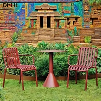 Ensemble de meubles de patio en fer de style nordique moderne, table et chaises de salle à manger d'extérieur, structure en métal, jardin, café, restaurant, cour arrière
