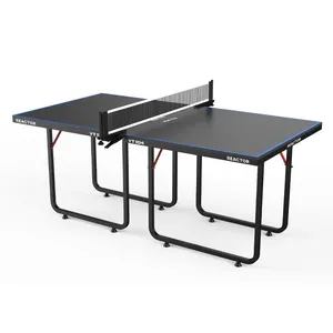 Mid Size Indoor Table Tennis Table with Quick Clamp Ping Pong Net and Post, Foldable Indoor Pingpong Table Black and Blue