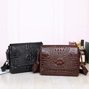 여행용 소가죽 악어 무늬 남성 캐주얼 천연 가죽 숄더 크로스백 패셔너블한 폴리에스터 안감 서류 가방 - Product Image 3