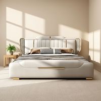 Nouvelle conception 2026 – Mobilier de chambre d'hôtel 5 étoiles de luxe italien – Lit souple réglable Queen Size – Ensemble de meubles sur mesure avec revêtement en cuir