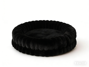 Lit pour <span class=keywords><strong>chien</strong></span> en forme de donut de taille moyenne de luxe, <span class=keywords><strong>coussin</strong></span> en fourrure de flanelle amovible, lavable et antidérapant - Product Image 3