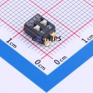 DSIC02LSGET DIP Switch SMD-4P,5.1x6mm Switch Flat Toggle, Raised Type Single Pole Single Throw 2 Gull Wing Type - Product Image 1