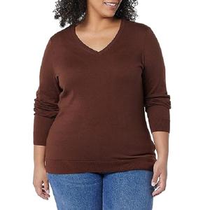 Suéter de punto de corte ajustado con cuello en V personalizable de fábrica de Bangladesh para mujer, estilo informal de Color sólido a bajo precio - Product Image 4