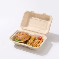 Boîte à lunch jetable Oasis sans BPA avec couvercle en bagasse, étanche et résistante à la graisse, pour restaurants, pique-niques et camping