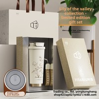 Nouvelle Tasse à Café Isotherme en Titane Pur 2026, Design Élégant, Portable pour l'Extérieur, Luxe Léger pour Femme, Motif Muguet Thermique