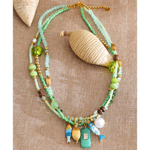 Kalung Liontin Ikan Gaya <span class=keywords><strong>Boho</strong></span> JINYOU 1423 dengan Mutiara Imitasi dan Manik-manik Kristal Multi Untai dari Baja Anti Karat - Product Image 3