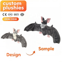 Peluche chauve-souris personnalisée, jouet en peluche doux, animal sauvage de dessin animé, peluche chauve-souris, décoration d'Halloween, conception personnalisée OEM ODM, vente en gros