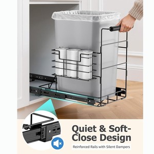 Porta Pattumiera Estraibile Regolabile <span class=keywords><strong>Sottolavello</strong></span> in Ferro con Supporto Scorrevole per Bidone dei Rifiuti - Product Image 2
