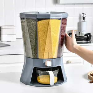 Rotate Rice Container Dry Food Cereal Dispenser Storage Tank Bulk Cereal Dispenser Plastic Box With Measurement