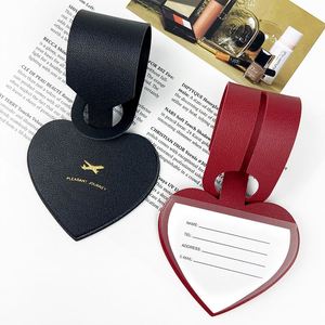 Etiqueta de equipaje personalizada con logo, para maleta, tarjeta de embarque, forma de corazón, patrón sólido, transpirable, antipérdida, colgante, para equipaje de mano. - Product Image 4