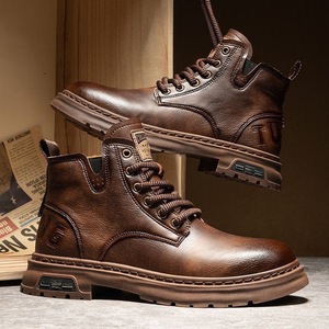 Botas Martin para hombre, caña alta, estilo americano-inglés, para todo tipo de clima, impermeables, con cremallera lateral, cuero genuino, suela de goma - Product Image 6