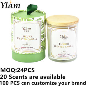 Venta al por mayor de velas aromáticas de cera de soja de cristal de lujo con tapa de madera 20 aromas para la decoración del hogar - Product Image 2