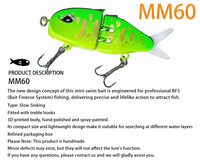 Nouvelle leurre artificielle Aotuo, multi-segments, colorée, double hameçon, petit swimbait 60mm pour la pêche au bar et à la perche