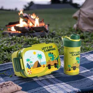 Cartoon Double-Layer Rectangular Sealed <b>Lunch</b> Box <b>Set</b> with Children's Water Bottle - Product Image 1