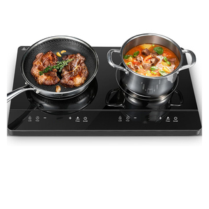 Table de cuisson à induction portable avec plaque en cristal, 10 niveaux de puissance, minuterie 180 minutes, commande tactile, chauffage indépendant 2 zones - Product Image 3