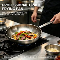 Poêle à frire sans soudure à trois couches en acier inoxydable avec poignée pour cuisson sur induction et tous types de cuisinières, idéale pour la maison et la restauration
