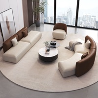 Ensemble de canapés de bureau modernes en cuir Leathaire, personnalisables, en forme d'arc, luxueux et élégants, pour salle de réunion d'affaires, avec structure en bois de larch