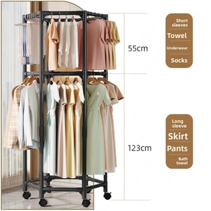 Cedar space Nouveau design <span class=keywords><strong>Porte</strong></span>-vêtements sur pied en métal avec base en PP, pour intérieur/extérieur, antirouille, double tringle, séchoir à vêtements - Product Image 4