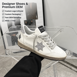 Zapatos de Diseñador de Lujo 2026 para Hombre y Mujer, Zapatillas de Cuero de Alta Calidad, Plateadas con Estrellas Brillantes, Blancas, Casuales, de Moda - Product Image 1