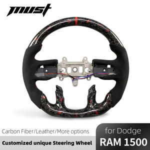 Volante <span class=keywords><strong>de</strong></span> fibra <span class=keywords><strong>de</strong></span> carbono forjado personalizado para RAM 1500 TRX Rebel 2019-2024 Soporte <span class=keywords><strong>de</strong></span> calefacción Pantalla LED <span class=keywords><strong>de</strong></span> cuero perforado - Product Image 2