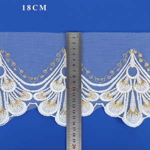 Pizzo in Seta di Latte Ricamato con Filo Dorato Largo 18cm per Abiti, Bambole <span class=keywords><strong>Barbie</strong></span>, Tovaglie, Cuscini Divano, Bordatura in Pizzo Francese per la Casa - Product Image 4