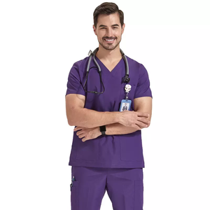 半袖トップスジョガーパンツ医療病院看護男性スクラブセットスパンデックス看護師白いユニフォーム - Product Image 4