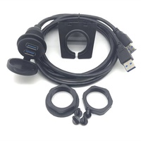 Coche de montaje al ras 2 USB 3,0 macho a hembra Puerto usb dual impermeable de extensión Dash Panel Mount Cable