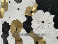 Mosaïque de marbre de luxe en forme de lotus, motif floral blanc Thassos, mélange de coquillages, pour mur, sol, crédence, cuisine, salle de bain