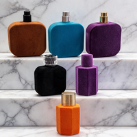Emballage de luxe pour sérum et mascara cosmétiques, couleurs et logo personnalisés OEM, flacon pompe en verre floqué rond de 30 ml, 50 ml, 100 ml