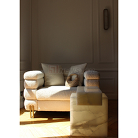 NEWSTAR Table en marbre d'onyx blanc et rose Sièges chauds et naturels pour les maisons confortables