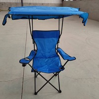 Chaise pliante d'extérieur style décontracté avec auvent, fauteuil de plage, chaise de pêche, chaise de barbecue, chaise de camping avec pare-soleil en acier au carbone, fabriquée en Chine