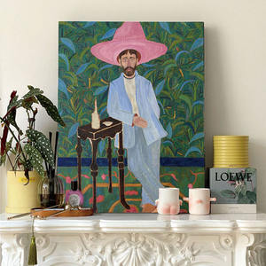 Nicho americano barroco <span class=keywords><strong>neoclásico</strong></span> Ins sala de estar pintura decorativa <span class=keywords><strong>arte</strong></span> Retro con sombrero Rosa lienzo pintura colgante - Product Image 4