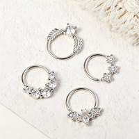 Anneau de nez articulé en titane ZUOLA avec zircon blanc incrusté, plaqué argent/or, bijou de piercing corporel unisexe