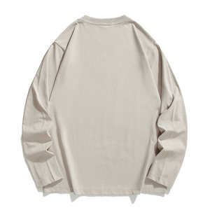 Camiseta de Manga Larga con Cuello Redondo, Estilo Urbano Japonés, Tejido de Punto Sólido, 100% Algodón, para Hombre, Mujer, Unisex, Parejas, Casual - Product Image 5