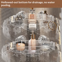 Étagère de salle de bain multifonctionnelle en plastique à ventouse, panier de douche triangulaire, support d'angle transparent en acrylique, sans perçage