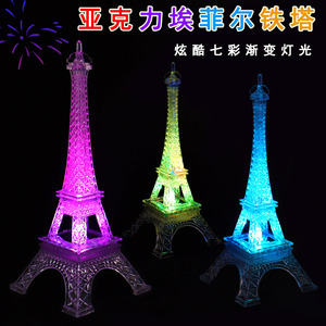 หอไอเฟลเรืองแสง ไฟ LED สีสันสดใส ไฟกลางคืน รุ่นพลาสติก ควบคุมด้วยการแตะ ใช้พลังงานจาก USB เปลี่ยนสีได้ ของตกแต่ง - Product Image 4