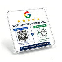 Autocollant en acrylique Google Review avec code NFC et QR, adhésif, pour demander des commentaires clients, idéal pour restaurants, salons, commerces de détail et comptoirs.