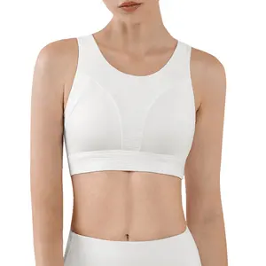 Ladies Gym Padded Top Unique Design Women Sports Bra White Color High Support Yoga Bra Selling Custom Logo Sports Bra Fitness