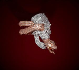 Anello con teschio in oro 10K/14K per uomo-diamanti da laboratorio CVD, gioielli Hip Hop personalizzati, certificati IGI, stile Streetwear - Product Image 2