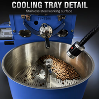 TY-TECH Torréfacteur à tambour pour grains de café, chauffage gaz/électrique, 0,5-2,5 kg, usage commercial/extérieur/ménager, compatible artisanat