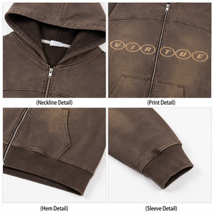 เสื้อฮู้ดดี้ผ้าฝ้ายเฟรนช์เทอร์รี่ 450 GSM 100% ทรงบ็อกซี่ แขนราแกลน ฟอกสีซีดแบบซันเฟด ลุคดิสเทรส สไตล์สตรีทแวร์สำหรับผู้ชาย - Product Image 3