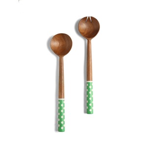 Ensemble de serveurs à salade en bois indien de qualité supérieure, fabriqué à la main avec des poignées en bois, moderne, léger et réutilisable pour la cuisine, la salle à manger, les mariages - Product Image 3