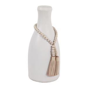 Vaso in terracotta con accento di nappe perlineate per l'arredamento moderno della casa - Product Image 3