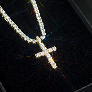 Wholesale Price 1.2Inch Moissanite <b>Cross</b> Pendant Hip Hop Style Round Brilliant Cut Moissanite 925 Silver Hip Hop Pendant - Product Image 2