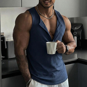 Chaleco Casual sin Mangas con Cuello en V para Hombre, Estilo Euroamericano, Verano 2026, Nuevo y Popular, Camiseta Deportiva para Fitness - Product Image 1
