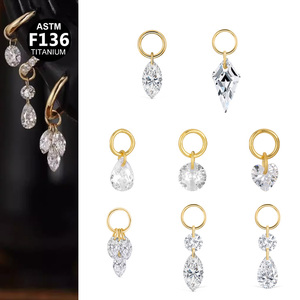 Pendientes de Titanio ASTM-F136 de Alta Calidad <span class=keywords><strong>Gaby</strong></span> con Circonita Cúbica Corte Pera Clásico, Joyería Fina al por Mayor - Product Image 1